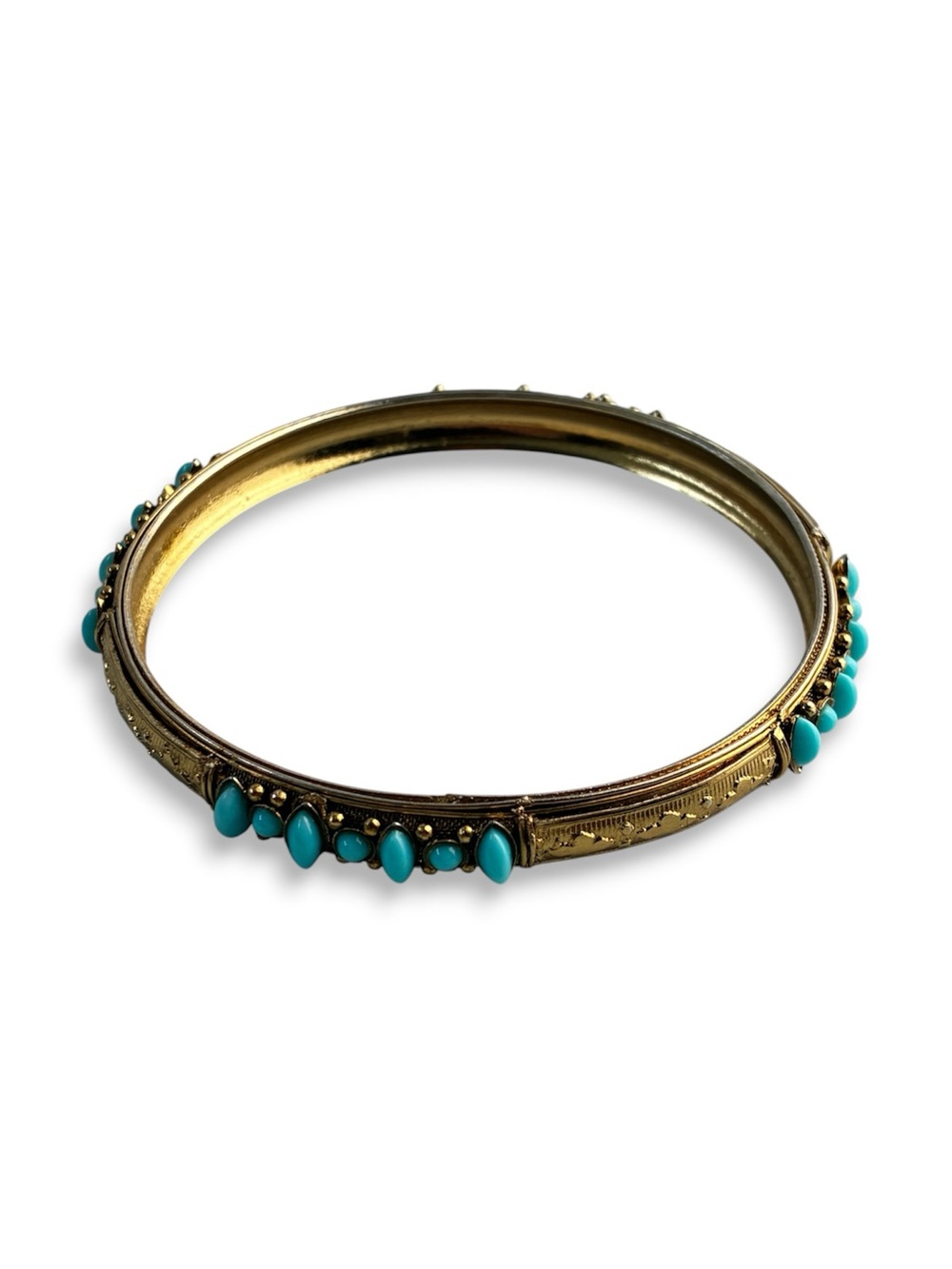 Gold-Tone Bangle Bracelet with Turquoise Cabochons